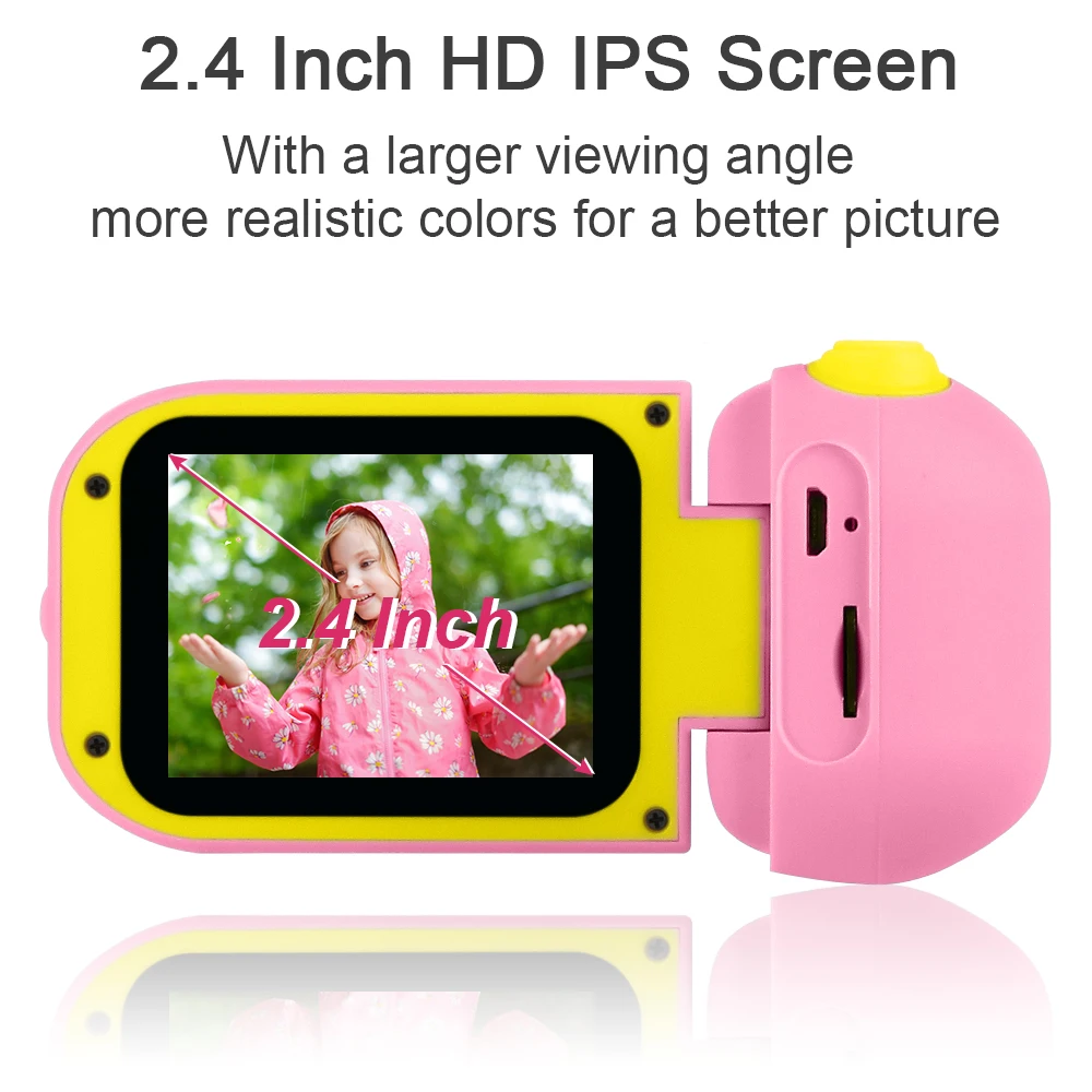 Fotocamera Digitale per Bambini 12MP 2.4" schermo HD Videoregistratore Videocamera regali 