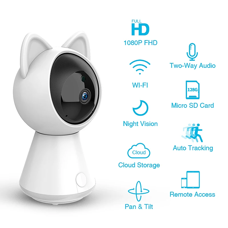  FREDI 1080P Kitty Cloud IP Camera Intelligent Auto Tracking CCTV Camera Home Security Wireless Netw - 32984835332