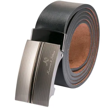 

Brand New Business KS Authentic Black Silver Men Male Suit Genuine Leather Automatic Lock Belt Fit 20-49 inch Adjustable / KB033