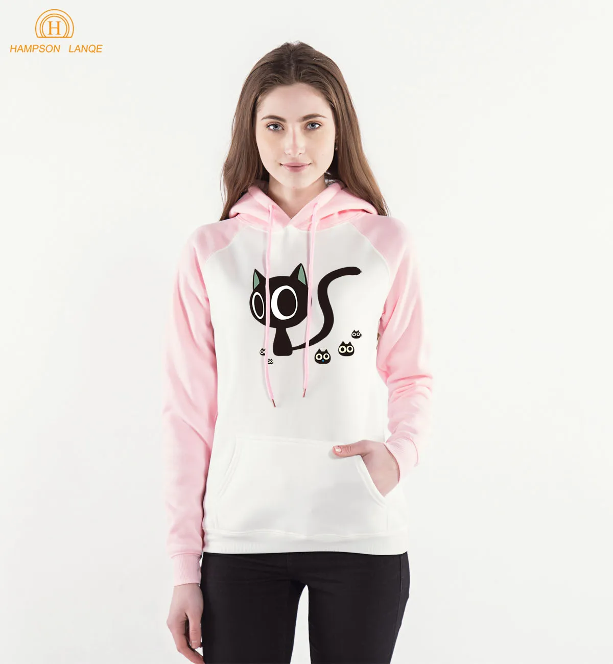 Женская толстовка с длинным рукавом Meow Kawaii розовая теплая флисовая S-XXL
