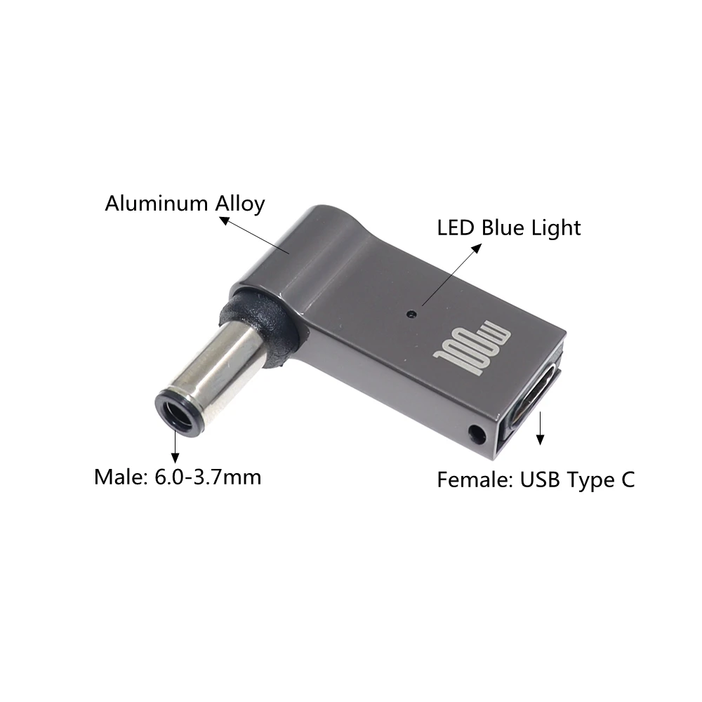 �Ƽ��� ��Ʈ�� PC�� USB C Ÿ�� PD ���� ���� ���̺� �ڵ�, �Ͽ��� �� �÷��� ����� ��ȯ��, 100W, 6.0x3.7mm