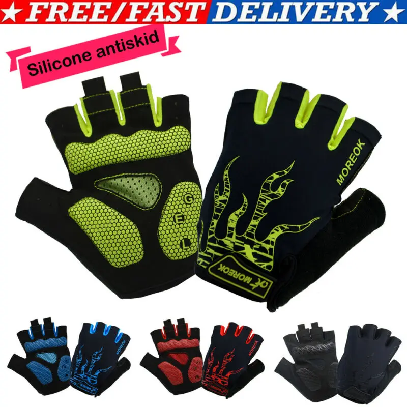 MOREOK Half Finger Antiskid Weight Lifting Gloves Biking Gloves Outdoor Sports Cycling Gloves Men and Women