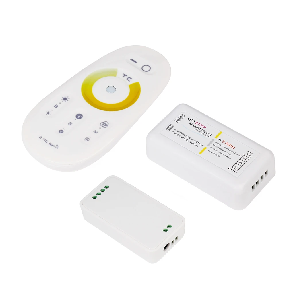 DC12 24A Двухцветная светодиодная лента RF контроллер + 2 4G сенсорный экран пульт