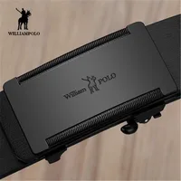 WilliamPolo Men's Belt Luxury Brand Designer Metal Automatic Buckle Fashion Genuine Leather Men's Leather Belt Waist Belt Pasek 1
