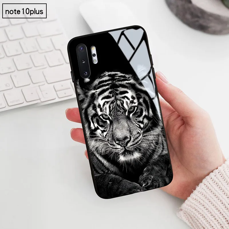 Tiger Чехол для телефона для samsung Galaxy A40 A50 A60 M40 A70 A6S A8S S7 S8 S9 S10 S6edge Plus Note 8 9 Tempered Стекло Мрамор туманность - Color: Tiger