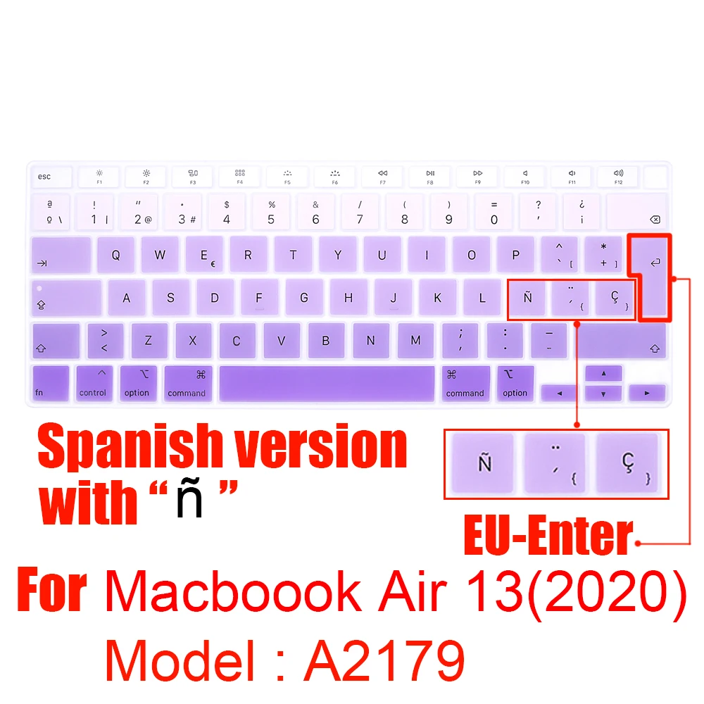 backpack with laptop sleeve Spanish Laptop color silicone Keyboard Cover For Macbook Air 13 A2179  Protective film keyboard case For Apple Air13 2020  New gaming laptop cooler Laptop Accessories