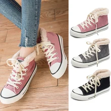 Женская парусиновая обувь с высоким берцем; обувь на шнуровке; сезон весна-зима-осень; обувь размера плюс; whipping