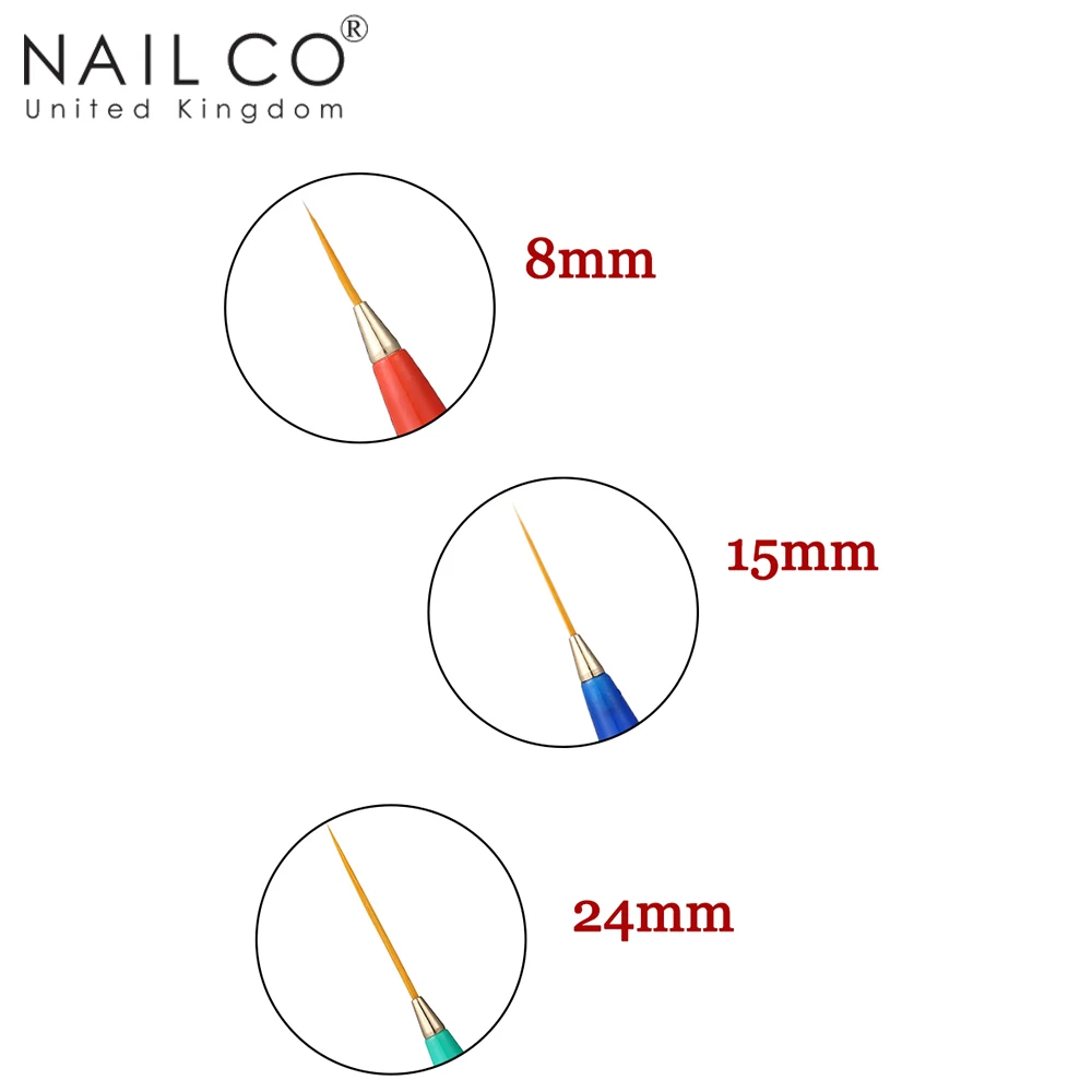 NAILCO 3pcs/set Thin Liner Drawing Pen Painting Stripes Flower UV/LED Gel Polish Brush For Nail Art Manicure DIY Tools Kit 2