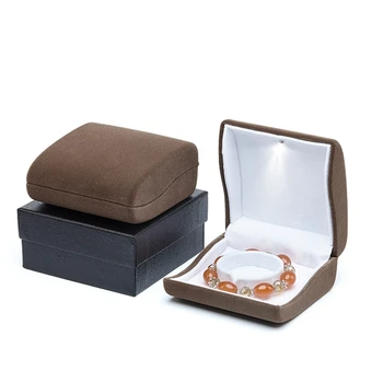 

Factory Price High Quality Velvet Jewelry Box Storage Organizer LED Bangle Bracelet Case