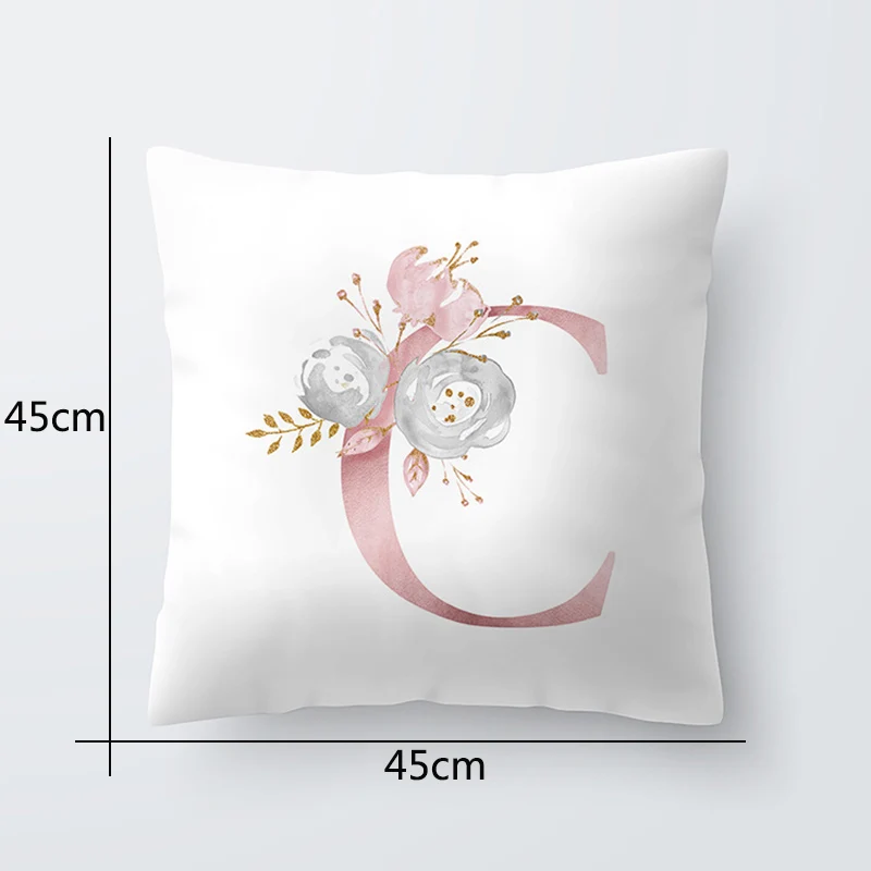 Letter Pillow Cover 45x45cm Room English Alphabet For Home goods 1PC Flower Pillowcase Polyester christmas pillow case