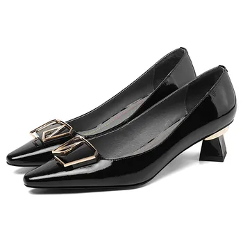

3 Color plus size 41 women's genuine leathere slip-on pumps pointed toe elegant ladies dreess pumps high heels shoes for women