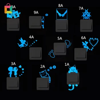 

Blue Luminous switch stickers cat fairy stars glowing stickers fluorescent fairy tale moon stars stickers home decoration Cozy