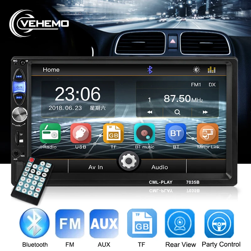 Универсальный Автомобильный Bluetooth MP5 7 дюймов FM/USB/AUX заднего вида TF автомобильный MP5 прочный 2DIN Авто MP5 плеер