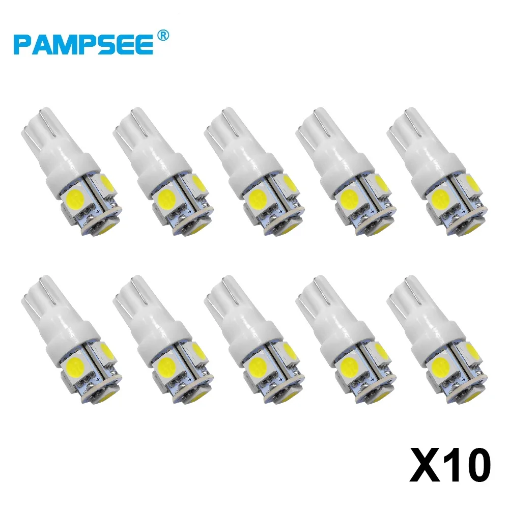

10 шт., Автомобильные светодиодные лампы T10 W5W 194 SMD5 5050 12 В