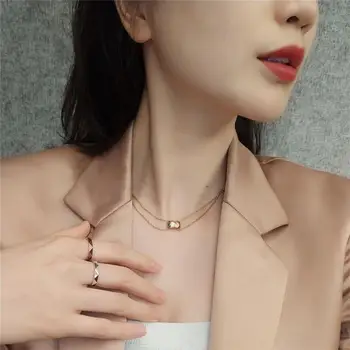 

Simple glossy lattice necklace X pattern double chain Simple and fashionable women's clavicle chain