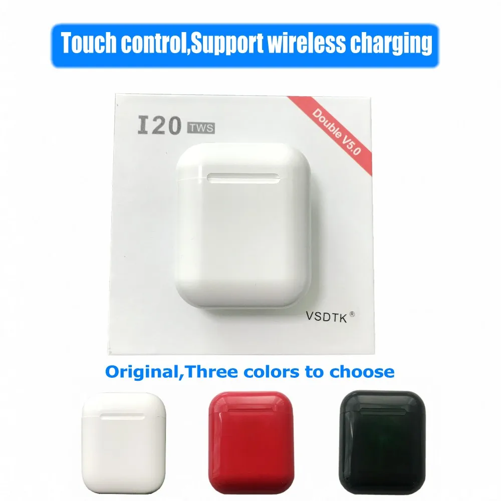 

i20 tws 1:1 original i20 Bluetooth Earphones Wireless Bluetooth 5.0 Earbuds Touch control for Mobile Phones pk W1 chip pk 10 tws