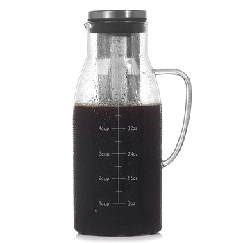 

Botique-Cold Brew Coffee Maker,Iced Tea Pitcher Infuser with Lid&Scale,Dual Use Filter Coffee Pot ,51Oz/1.5L