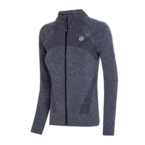 Morematch Женская куртка для бега с отверстием для большого пальца, куртка для йоги, куртка на молнии, одежда для фитнеса, верхняя спортивная одежда для спортивного зала, толстовка - Цвет: Dark Gray