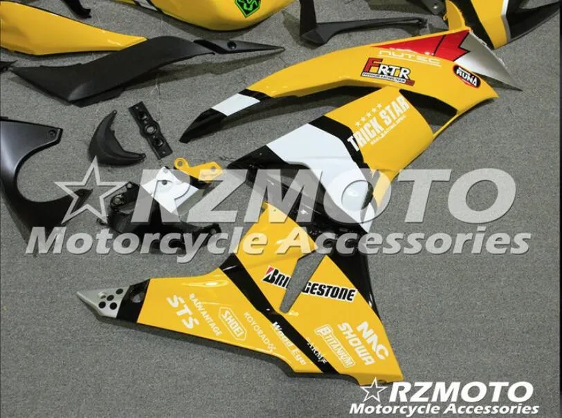 4 подарки ABS литьевая форма мотоцикл Полный обтекатели подходит для Kawasaki ZX-6R 09 10 11 12 2009-2012 Кузов Набор на заказ желтый