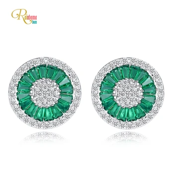 

Rainbamabom 100% 925 Solid Sterling Silver Emerald Ruby Created Moissanite Wedding Engagement Fine Jewelry Earrings Wholesale