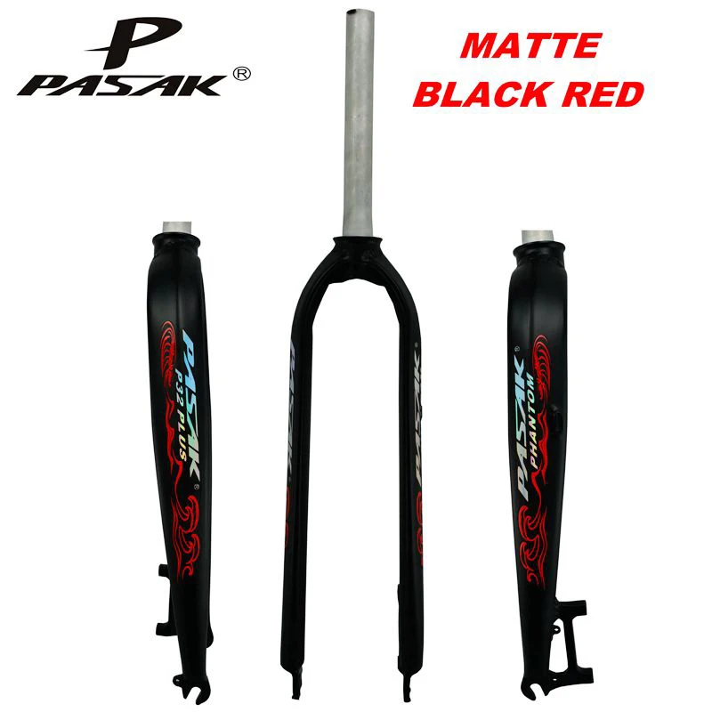 Matte Black Red PASAK, новинка, жесткая вилка для велосипеда 26 дюймов, 27,5 дюймов, 29 дюймов, алюминиевая горная вилка для шоссейного велосипеда, жесткая вилка для велосипеда, модель P32, дисковый тормозной элемент - Цвет: Matte Black Red