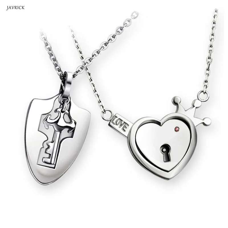 

Lovers Titanium Steel Lock Key Puzzle Pendant Necklace Love Sets Jewelry gift