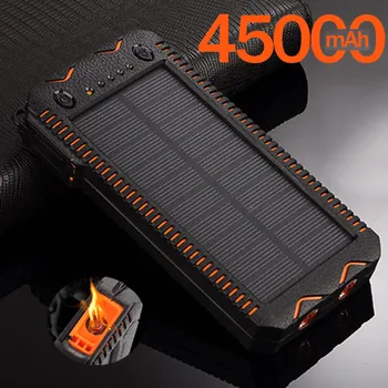 

45000mAh High-Capacity Solar Power Bank with Cigarette Lighter Phone Charging Power Bank Outdoor Emergency Charger Double 2USB