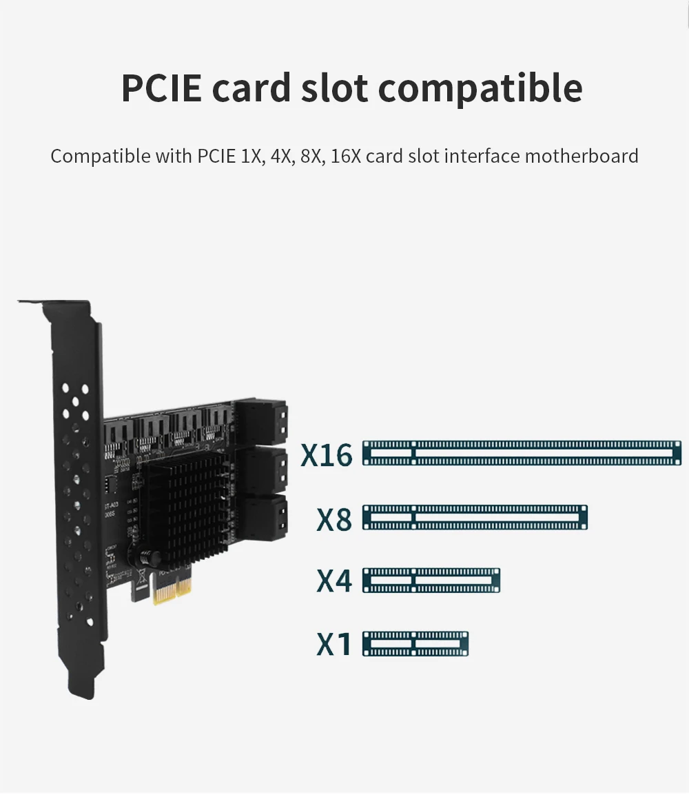 TISHRIC PCI-E SATA Controller Expansion Card - 6/8/10 Ports, ASM1166, PCI SATA3.0 Adapter Description Image.This Product Can Be Found With The Tag Names Adapter, Asm1166 6 ports, Asm1166 sata controller, Expansion card, Pci sata ide controller card