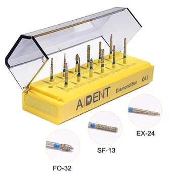 

12 pcs/set AI-FGS02 Diamond Dental Composite Burs Drill Shoulder Preparation High Speed Teeth Polishing