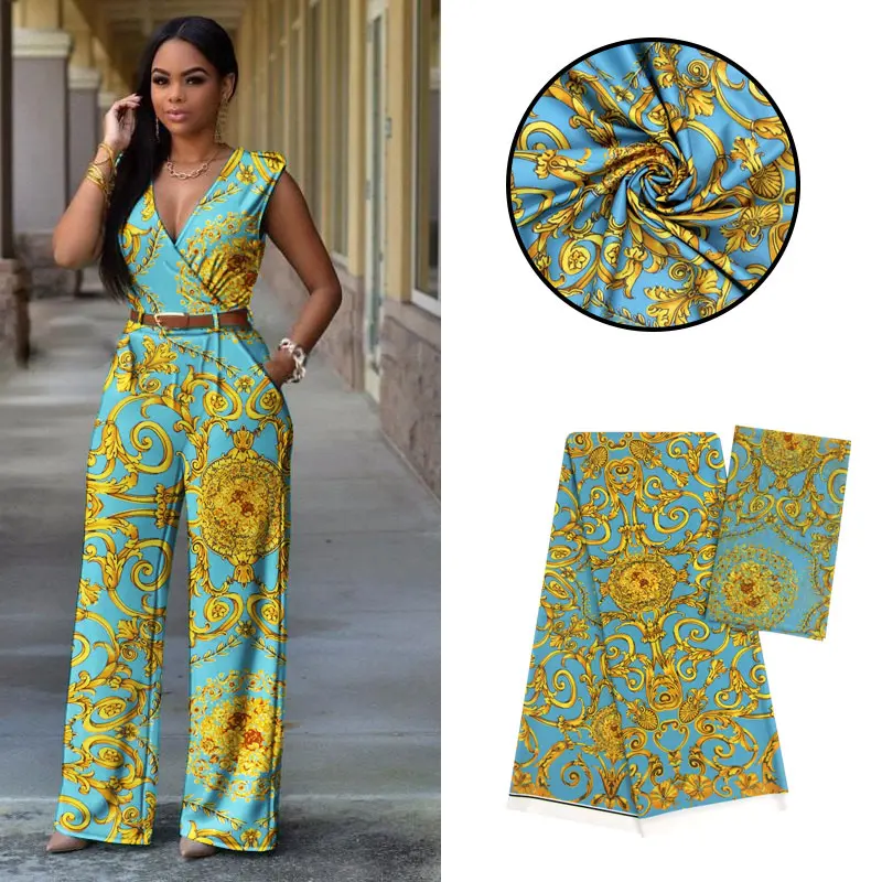 Африканская ткань 209 шелковая шифоновая ткань 4+ 2 ярдов Шелковый воск материал для женского платья