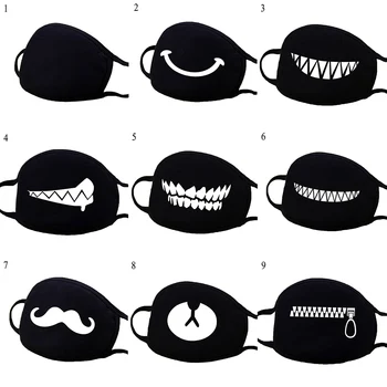 

Unisex Cartoon Black Cotton Face Mask Windproof Face Warm Mouth Mask Breathable Reusable Mouth Masks Funny Mouth-muffle Hot