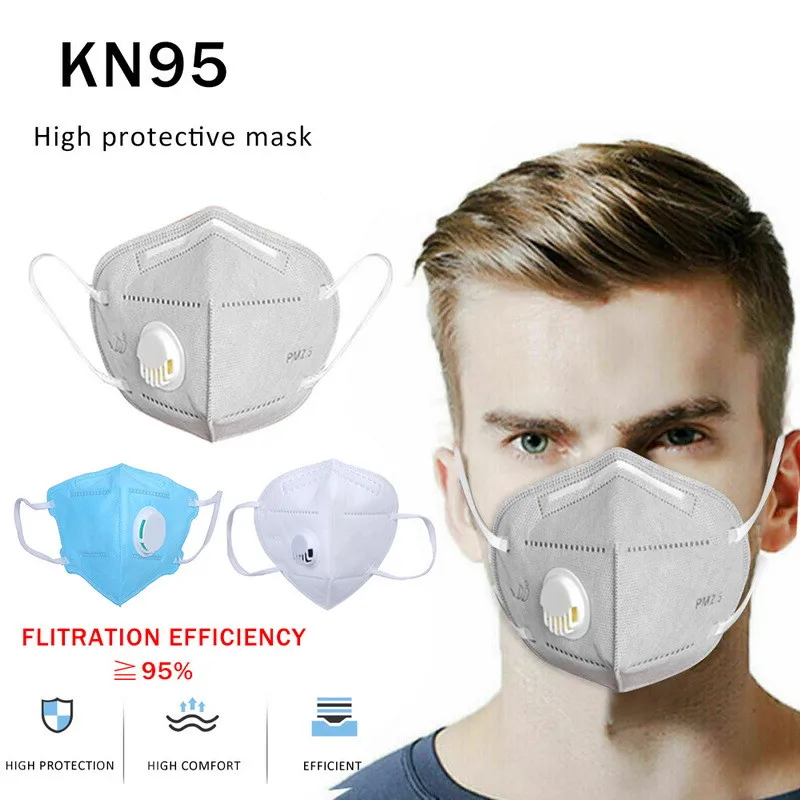 

10 PCS Face Mask KN95 Adult Vertical Folding N95 Mask Nonwoven Valved Dust Mask PM 2.5 Respirator Mouth Mask ffp2