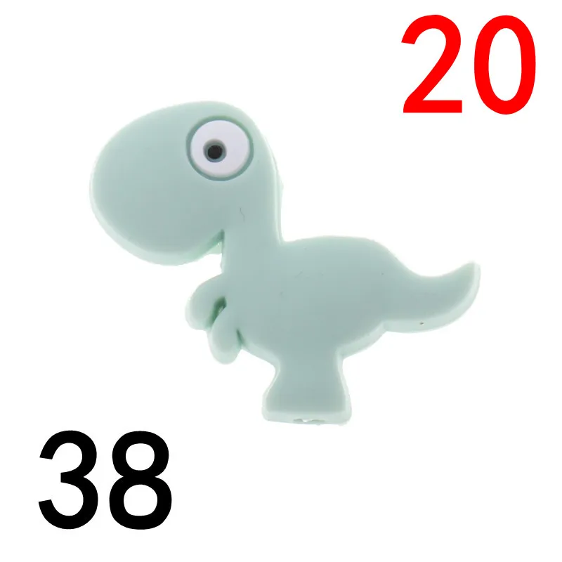 dinosaur38 Atob20 шт мышь Силиконовые бусы для прорезывания зубов грызунов жевательные Детские Прорезыватели соски зажимы цепи бусины жемчуг силиконовый Прорезыватель I L мама - Цвет: dinosaur38