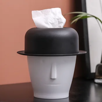 

Plastic Tissue Box New Brand Modern Hat Man Cover People Face Paper Home Car Napkins Holder Case Home Organizer Decoration Tool