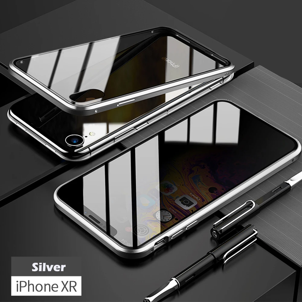 Двухсторонний чехол из закаленного стекла, Роскошный прозрачный чехол для телефона с открытым магнитом для 7 8 Plus 7Plus 8 Plus X XS MAX XR, чехол для телефона - Цвет: for iPhoneXR