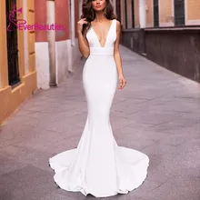 Robe De Mariee свадебные платья свадебное платье Vestido De Noiva свадебное белое атласное платье русалки с v-образным вырезом для свадьбы