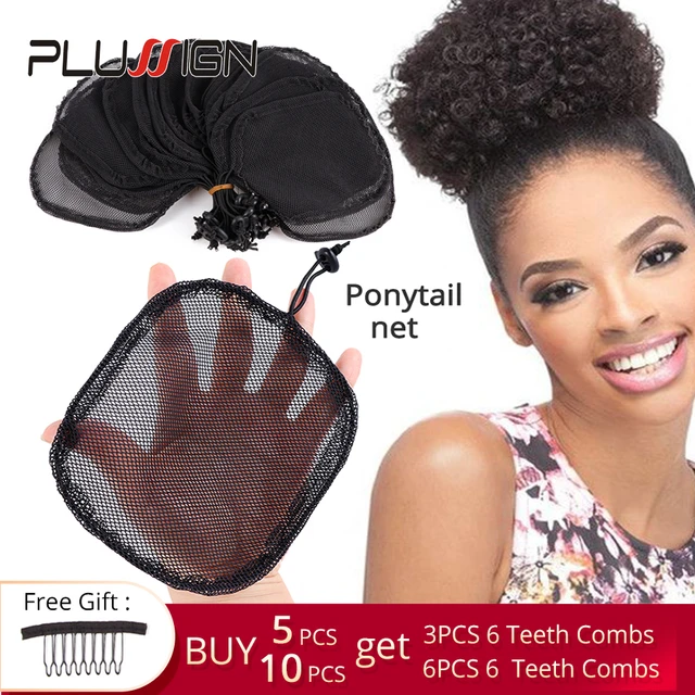 bonnet de perruque en filet pour queue de cheval,pour faire un chignon Afro  bouffant avec sangle réglable