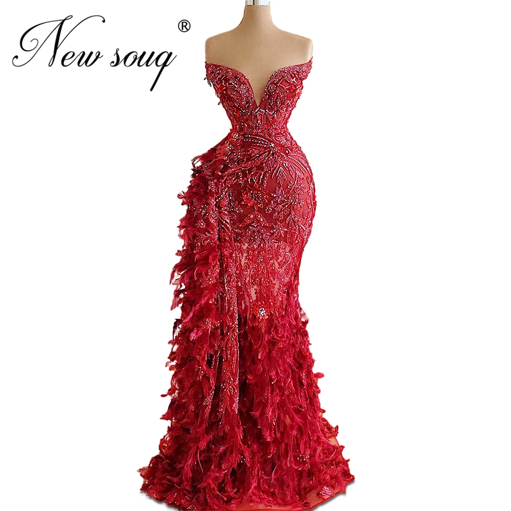 Gorgeous Custom Heavy Beaded Evening Dresses 2020 Turkish Aibye Feathers Party Gowns Women Prom Dress For Dubai Arabic Vestidos | Свадьбы и
