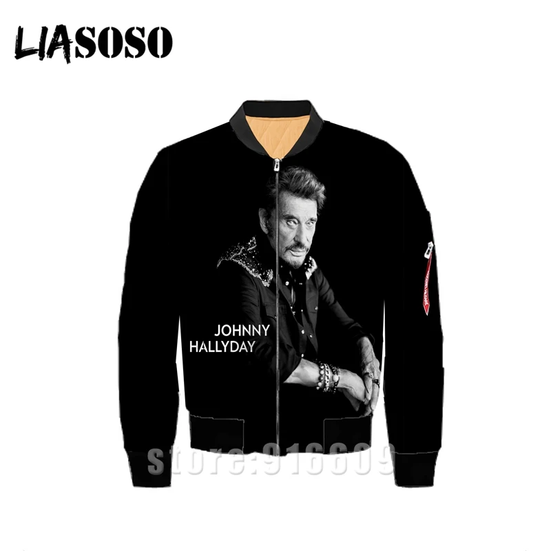 

LIASOSO Rock Hip Hop Flight Jacket Johnny Hallyday 3D Print Men's Fashion Windbreaker Fashion Women's Streetwear Sweatshirt Tops