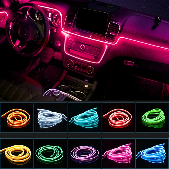 1M/2M/3M/5M Auto Interieur Led Strip Decoratie El Bedrading Neon lamp Flexibele Sfeer Decor Lamp Lijn Met Draad Drive _ - AliExpress Mobile