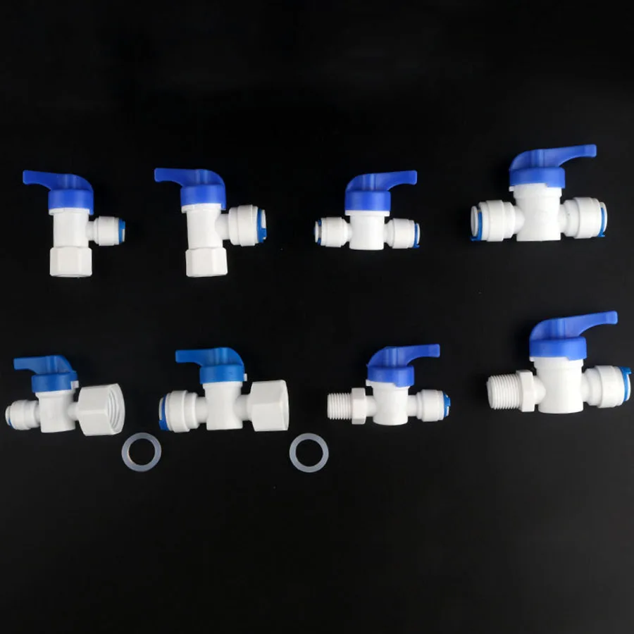 

RO Water Straight Plastic Ball Valve 3/8" 1/4" OD Hose Quick Connect 1/4" 3/8" Male 1/2" Female Reveser Osmosis Aquarium Fitting