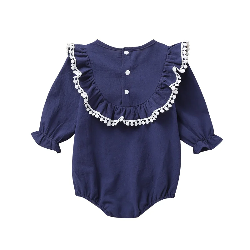 Infant Baby Girls Romper Long Sleeve Ruffle Design Solid Print Rompers Kids Bodysuit | Детская одежда и обувь