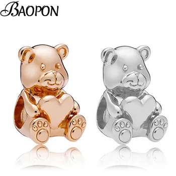 

BAOPON 2Pcs/lot Lovely Bear Hugs Love Charm Beads Fit Original Pandora Bracelets Necklaces For Women Jewelry Accessories Gift
