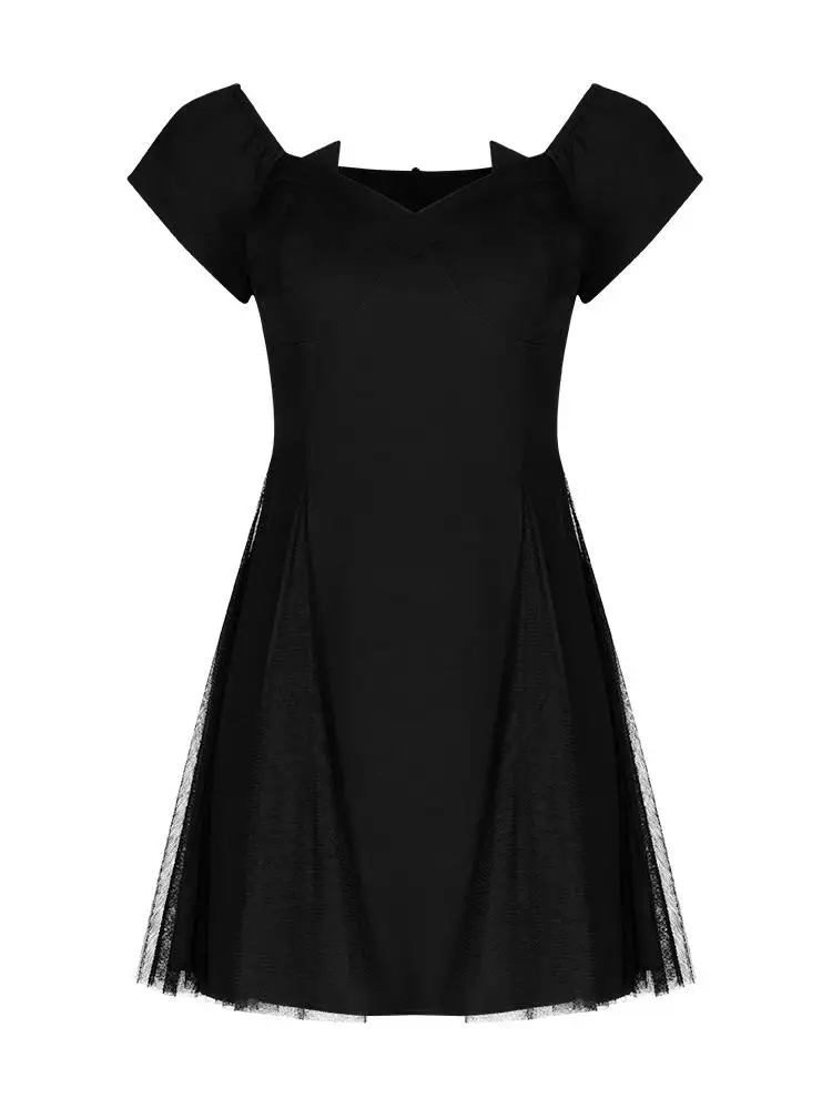 Панк Rave Женская готика с открытыми плечами черное маленькое платье PQ-591LQ Азии размер S-L