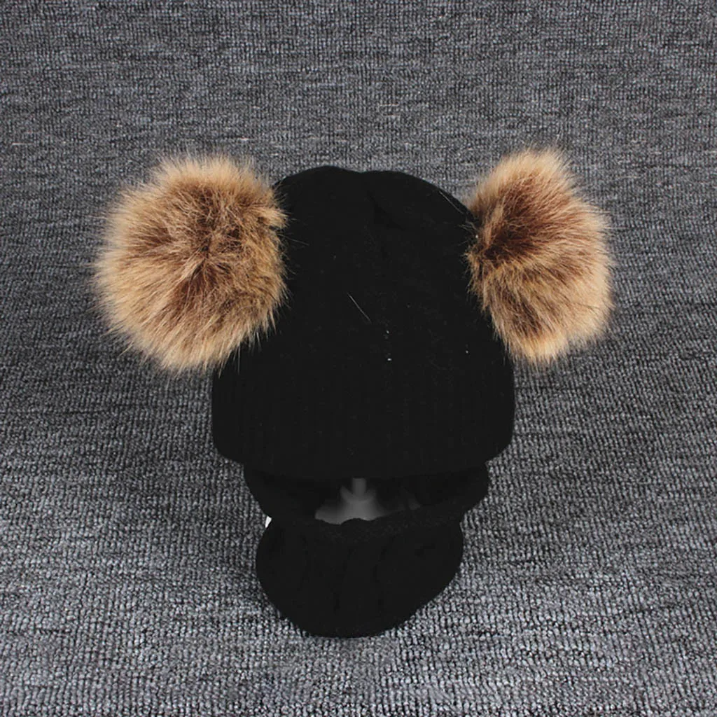 Детские зимние шапки 2 шт. Детская шерсть для вязания Хемминг согреться Hiarball шапка+ шарф комплект M1105