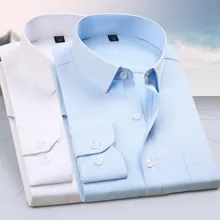 Профессиональная Деловая одежда для мужчин с длинным рукавом с отложным воротником однобортные рубашки Camisa, воротник-стойка саржевая ткань Slim Fit