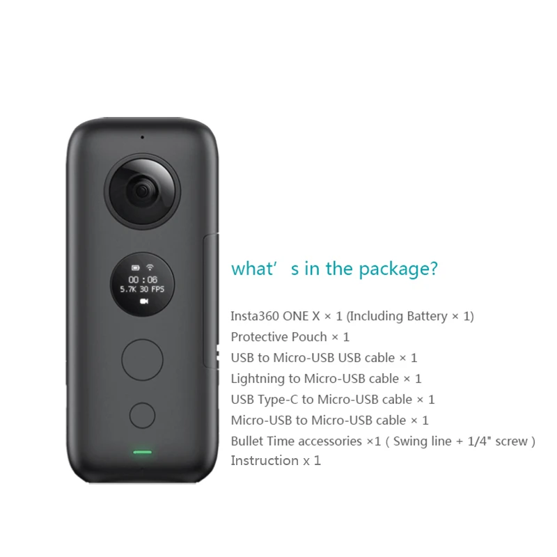 Insta360 Экшн-камера ONE X 5,7 K VR 360 Panorama для iPhone и Android, зарядное устройство Insta 360, чехол для селфи - Цвет: Bundle 1