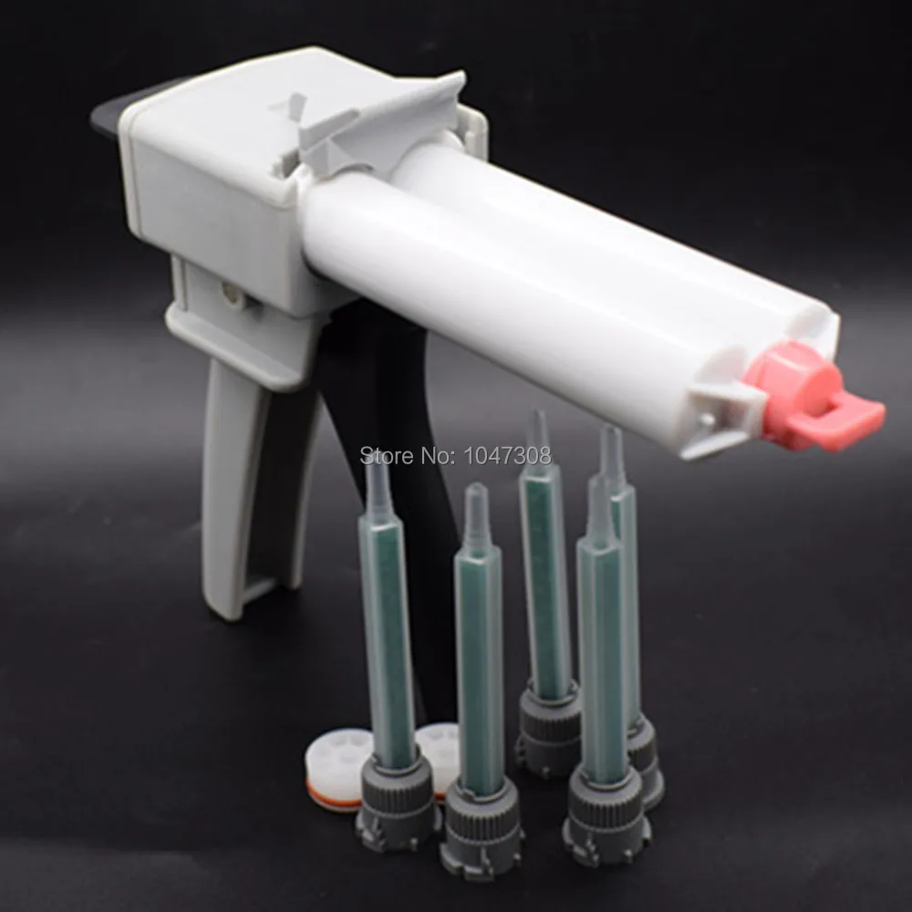 1:1 50ml Epoxy Adhesive Dual Cartridge A & B + 1:1 2:1 Dispensing Gun Manual Applicator Epoxy Glue Dispenser + 5pc Mixing Nozzle