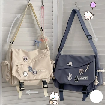 Calle japonesa linda de Harajuku bolso cruzado Diagonal damas de gran capacidad hombro bolsa de pareja Vintage Kawaii bolsa de mensajero de mujer,