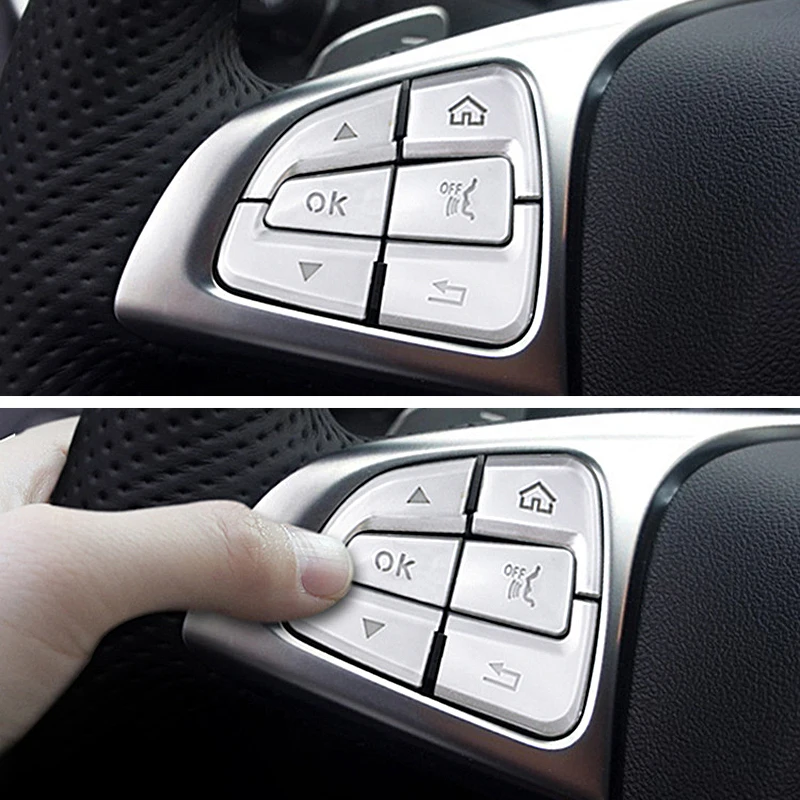 

Car Styling Steering Wheel Button Covers Trim Stickers for Mercedes Benz GLC A C Class W205 X253 CLA C177 GLA X156 Accessories